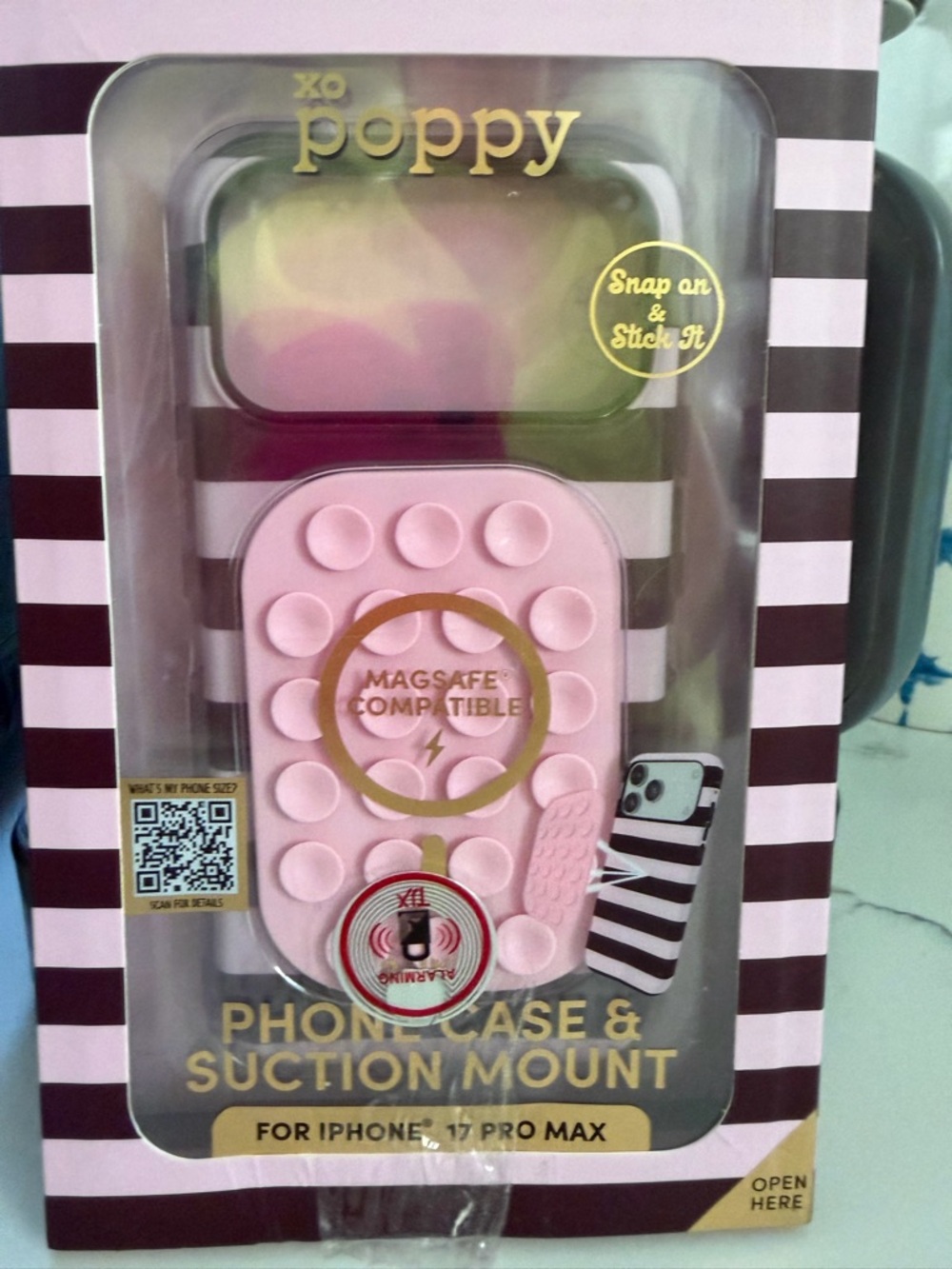 XO PoppyPink MagSafe-Compatible Phone Case & Suction Mount for iPhone 17 Pro Max